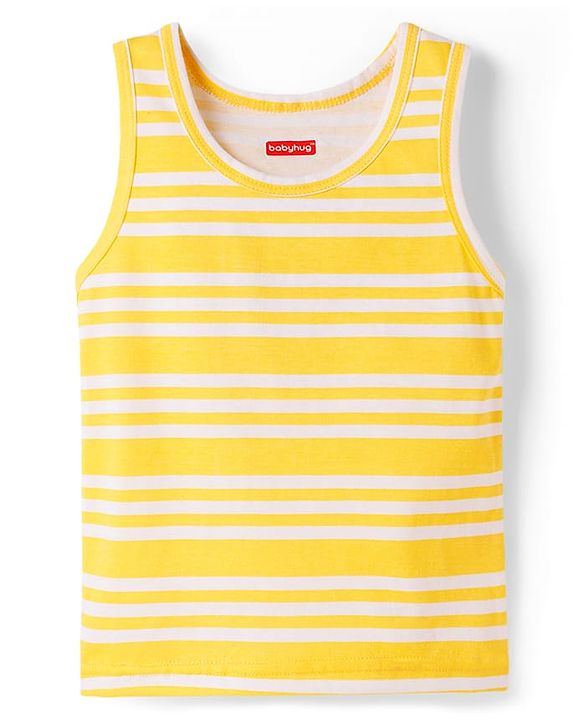 Babyhug 100% Cotton Knit Sleeveless Striped & Printed Sando Vests Pack of 3 - Multicolor