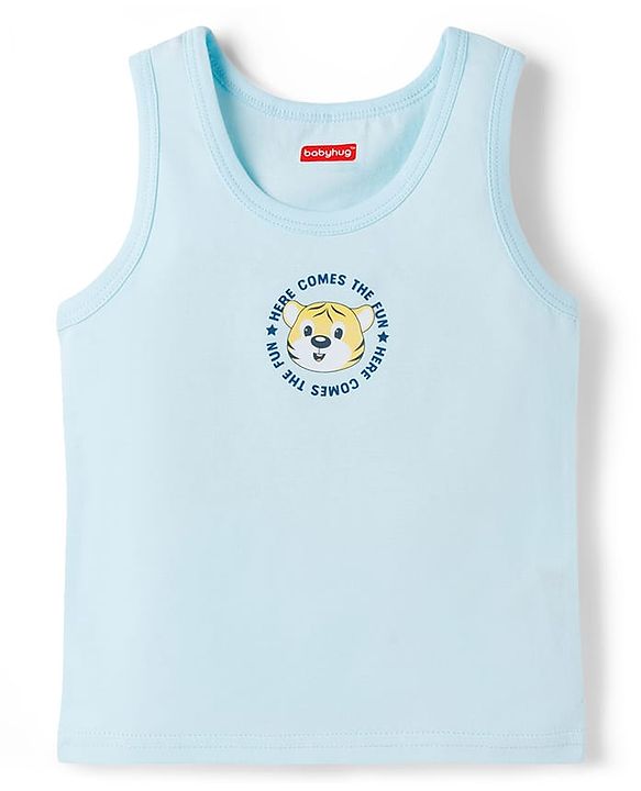 Babyhug 100% Cotton Knit Sleeveless Striped & Printed Sando Vests Pack of 3 - Multicolor
