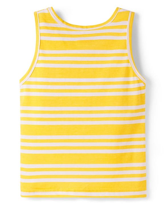 Babyhug 100% Cotton Knit Sleeveless Striped & Printed Sando Vests Pack of 3 - Multicolor