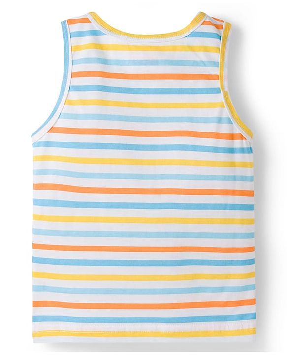 Babyhug 100% Cotton Single Jersey Knit Sleeveless Vests With Bear & Car Print Pack of 3 - Multicolor