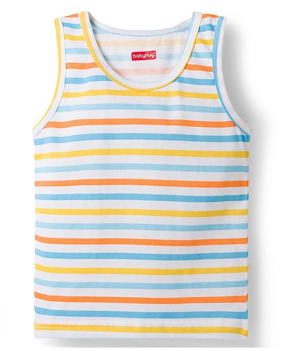 Babyhug 100% Cotton Single Jersey Knit Sleeveless Vests With Bear & Car Print Pack of 3 - Multicolor