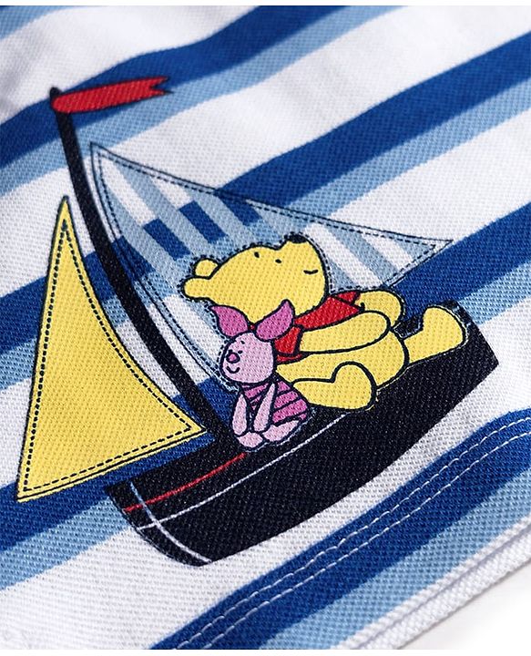 Babyhug Disney Cotton Knit Half Sleeves Polo T-Shirt With Winnie The Pooh Graphics - White