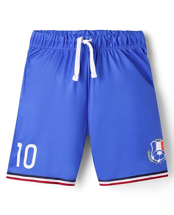 Pine Active Knit Half Raglan Sleeves T-Shirt & Shorts Set with France Football Print - Blue