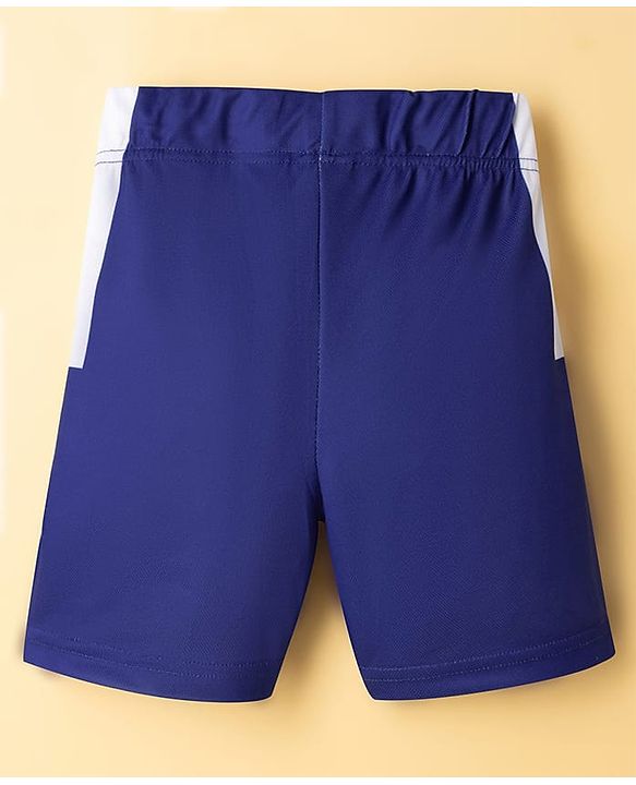 Pine Active Knit Drop Shoulder Half Sleeves T-Shirt & Shorts Set with Tennis Print - Navy Blue