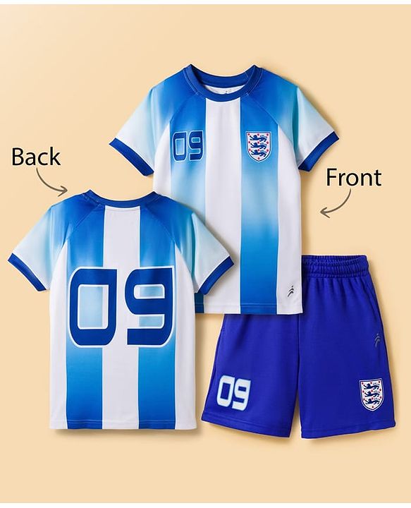 Pine Active Knit Half Sleeves Football Tee with Shorts Set - Blue