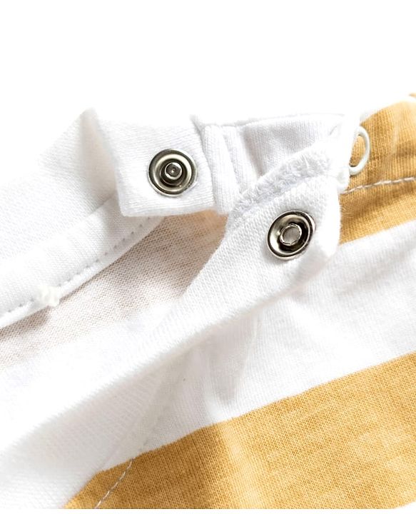 Babyhug Disney Single Jersey Knit Half Sleeves Striped T-Shirt with Mickey Mouse Print- White & Brown