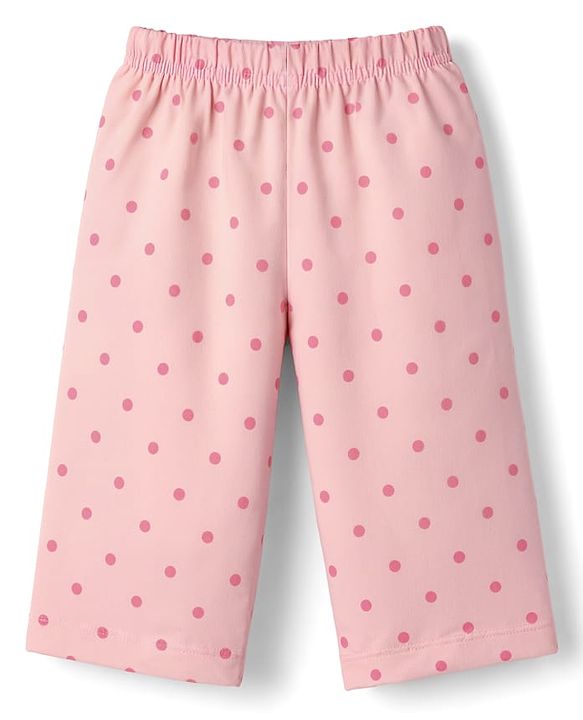 Babyhug Cotton Knit Half Sleeves T-Shirt & Capri Night Suit with Apple Patch - Pink