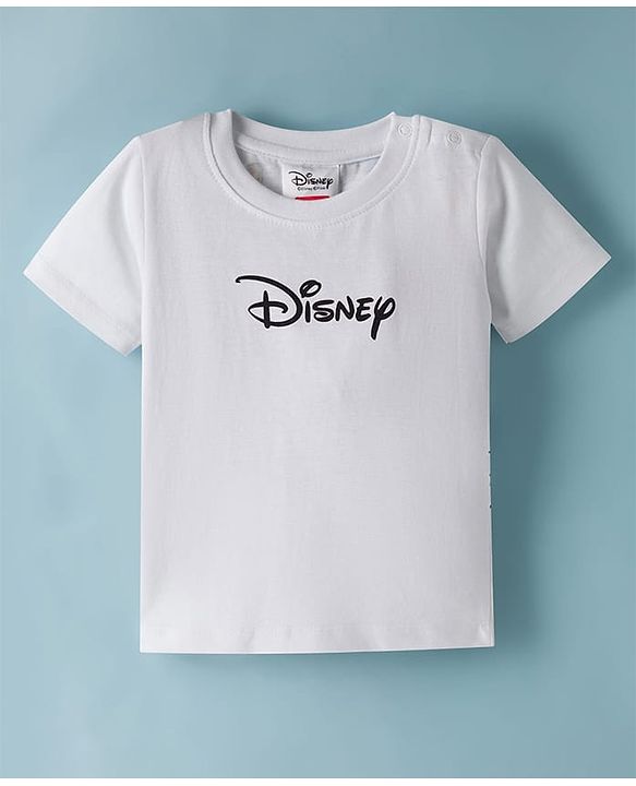 Babyhug Disney Single Jersey Knit Half Sleeves Front & Back Mickey & Friends Graphics - White