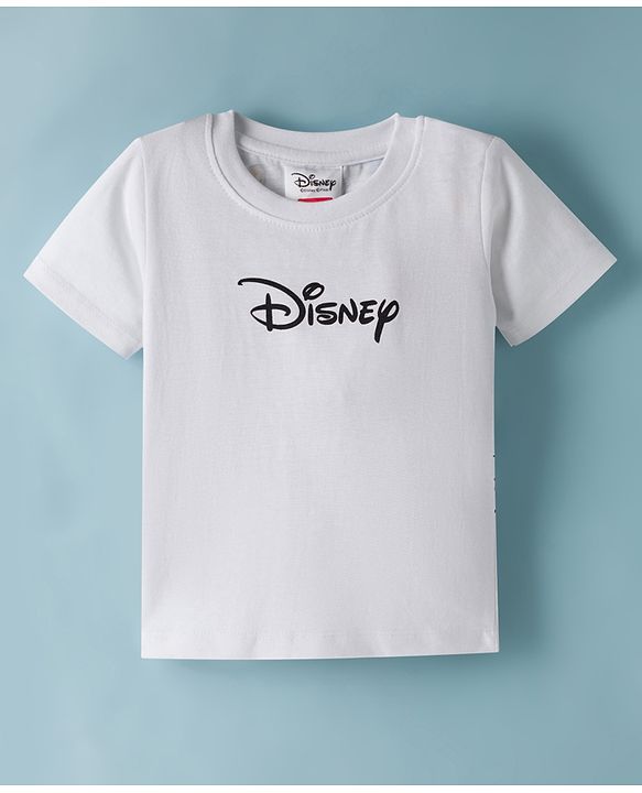 Babyhug Disney Single Jersey Knit Half Sleeves Front & Back Mickey & Friends Graphics - White