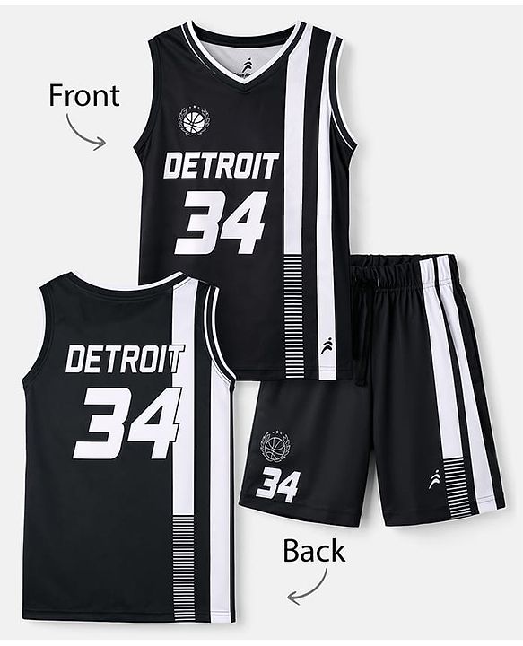 Pine Active Knit Sleeveless Basketball T-Shirt & Shorts Set - Black