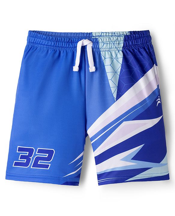 Pine Active Knit Sleeveless T-Shirt & Shorts Basketball Set With 32 Print - Blue