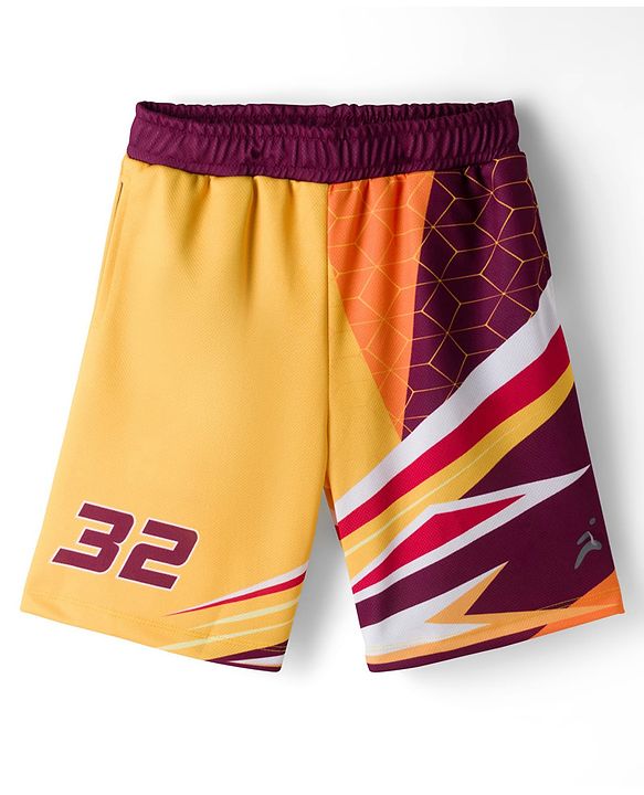 Pine Active Knit Sleeveless T-Shirt & Shorts Basket Ball Set - Yellow