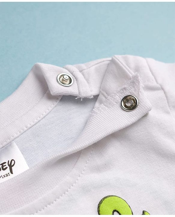 Babyhug Disney Single Jersey Knit Half Sleeves T-Shirt with Mickey & Pluto Graphics - White