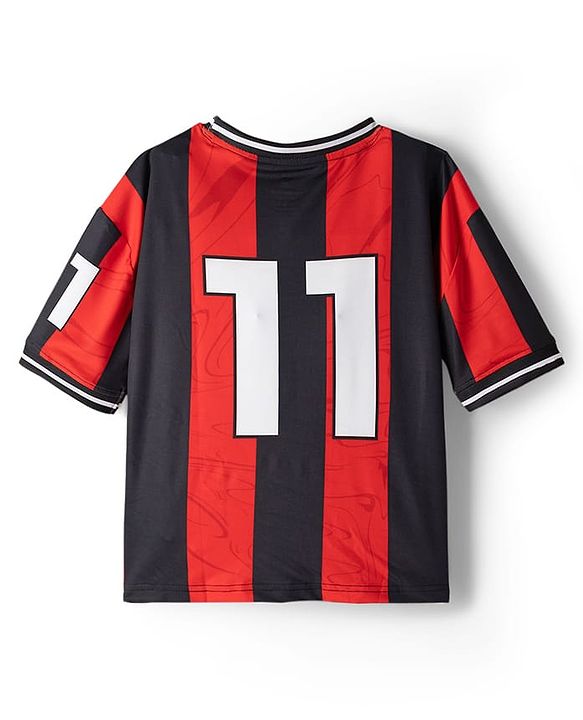 Pine Active Knit Half Sleeves T-Shirt & Shorts Football Set - Black & Red