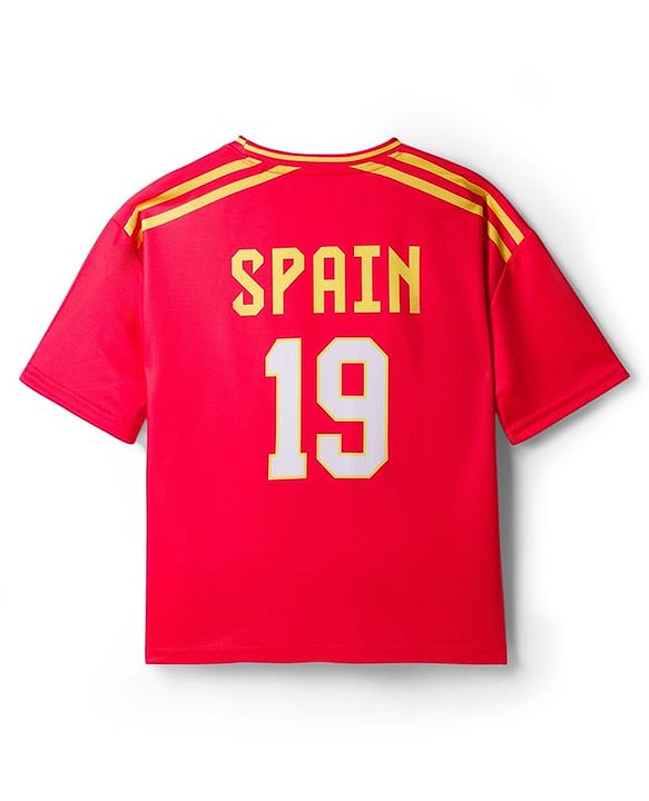 Pine Active Knit Half Sleeves T-Shirt With Shorts Football Set With 19 Print - Red