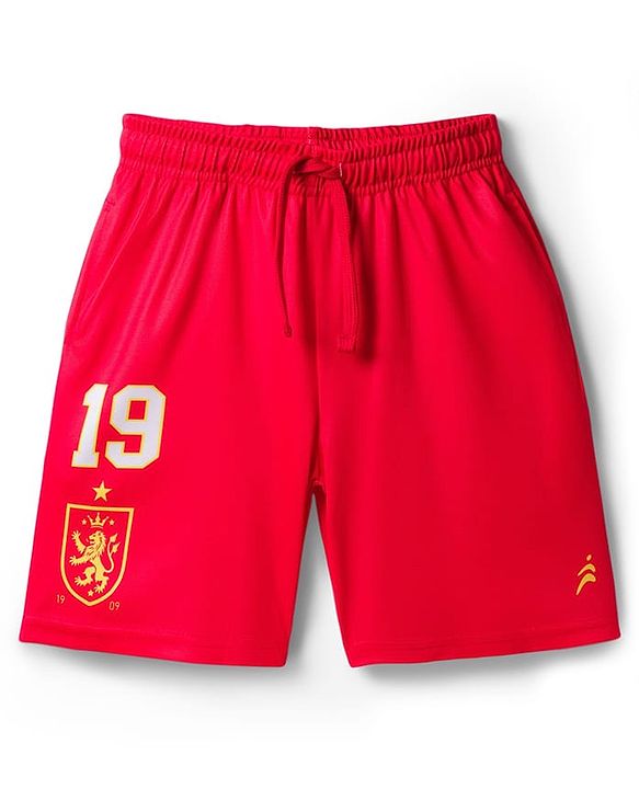 Pine Active Knit Half Sleeves T-Shirt With Shorts Football Set With 19 Print - Red