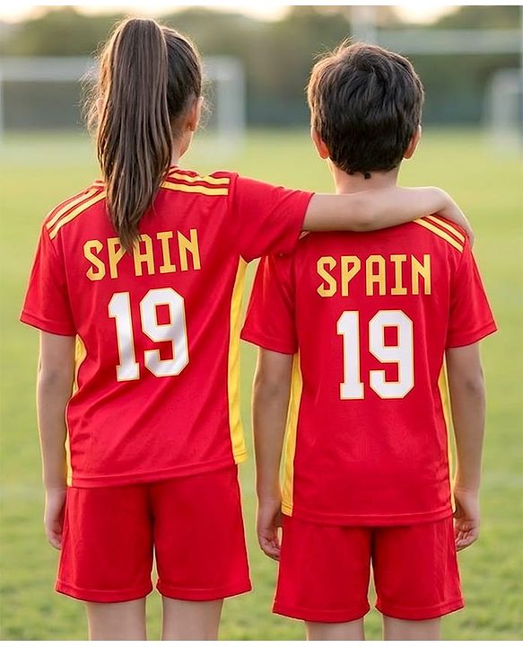 Pine Active Knit Half Sleeves T-Shirt With Shorts Football Set With 19 Print - Red