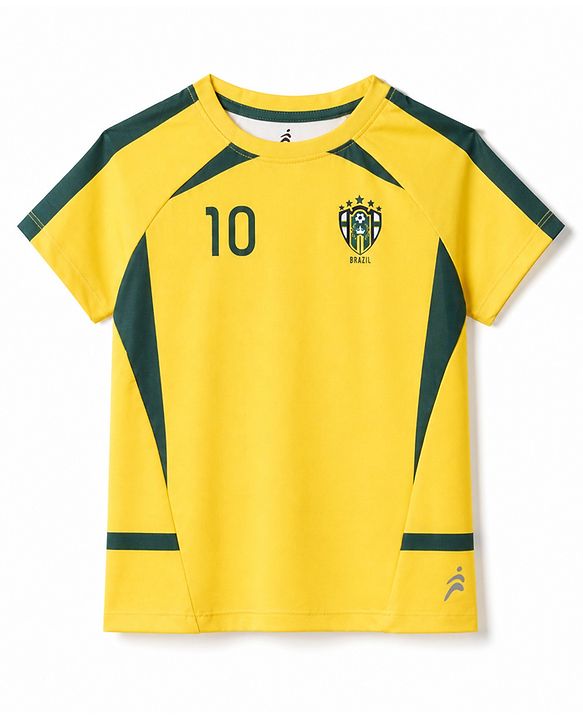 Pine Active Knit Raglan Sleeves T-Shirt & Shorts Football Set - Yellow