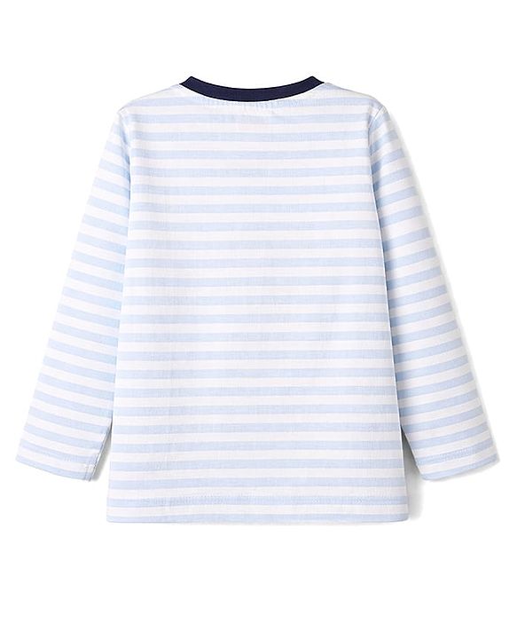 Babyhug Cotton Knit Full Sleeves T-Shirt & Pyjama Night Suit with Tiger Print - Light Blue