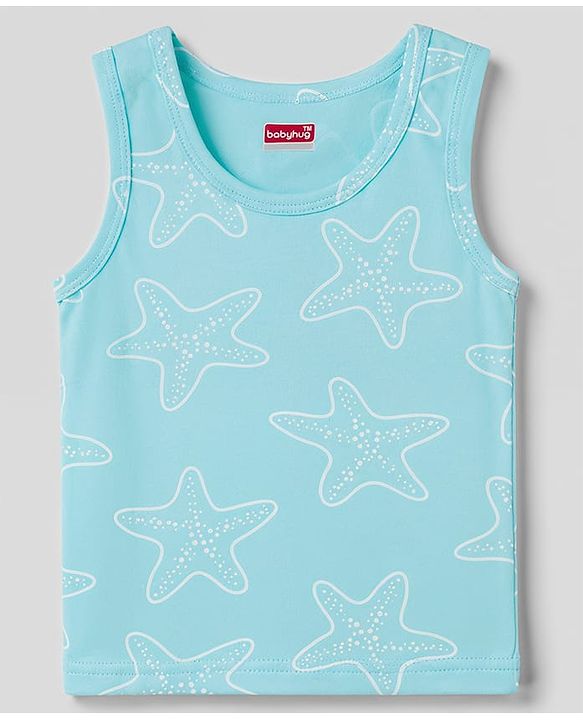 Babyhug 100% Cotton Single Jersey Knit Sleeveless Striped & Boat Printed Sando Pack Of 3 - Multicolour