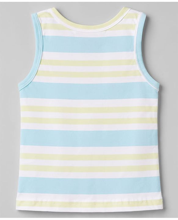 Babyhug 100% Cotton Single Jersey Knit Sleeveless Striped & Boat Printed Sando Pack Of 3 - Multicolour