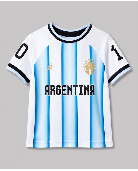 Pine Active Knit Half Sleeves T-Shirt & Shorts Football Set With Argentina Print - Multicolor