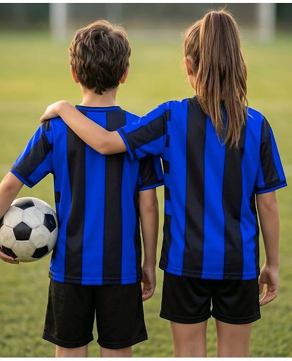 Pine Active Knit Half Sleeves Football Tee with Shorts Set - Blue & Black