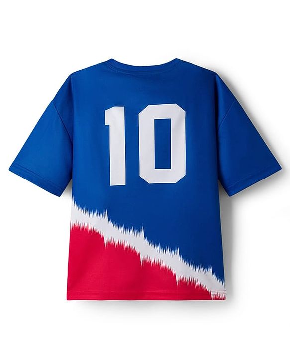Pine Active Knit Half Sleeves T-Shirt With Shorts Football Set - Red & Blue
