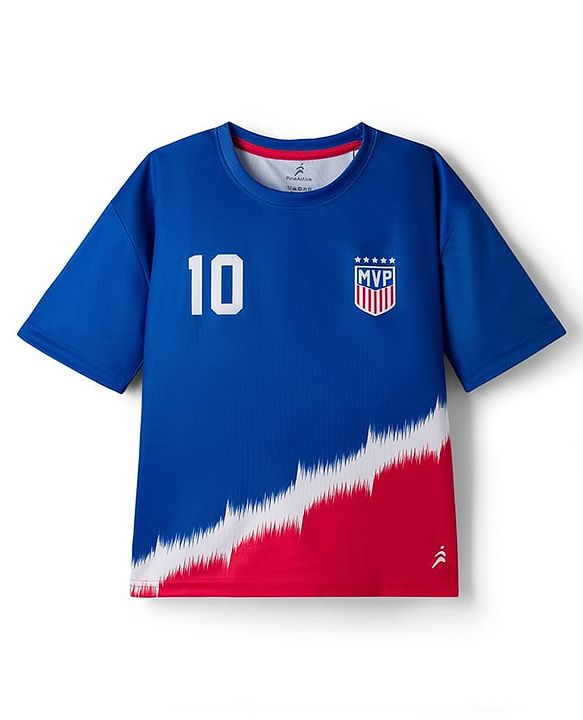 Pine Active Knit Half Sleeves T-Shirt With Shorts Football Set - Red & Blue