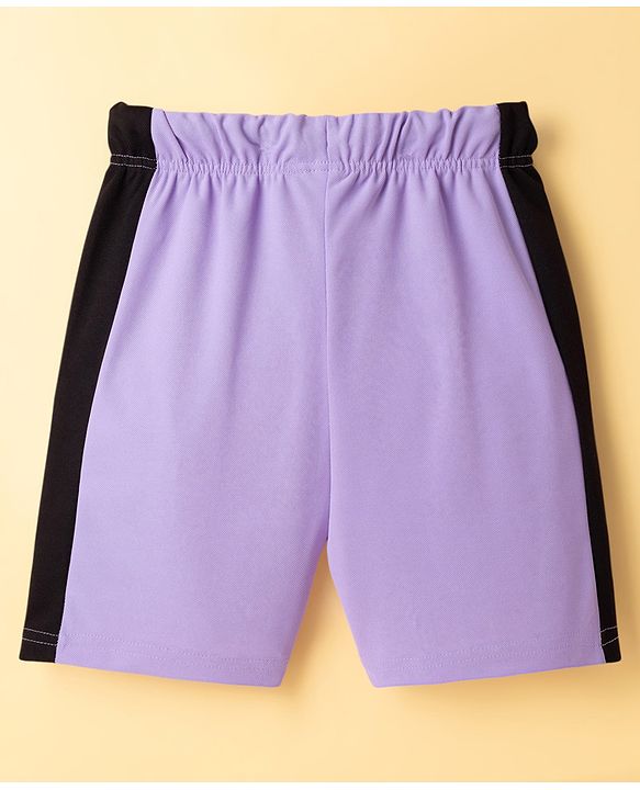 Pine Active Knit Sleeveless Tank T-Shirt & Shorts Set with Athletic Print - Lavender