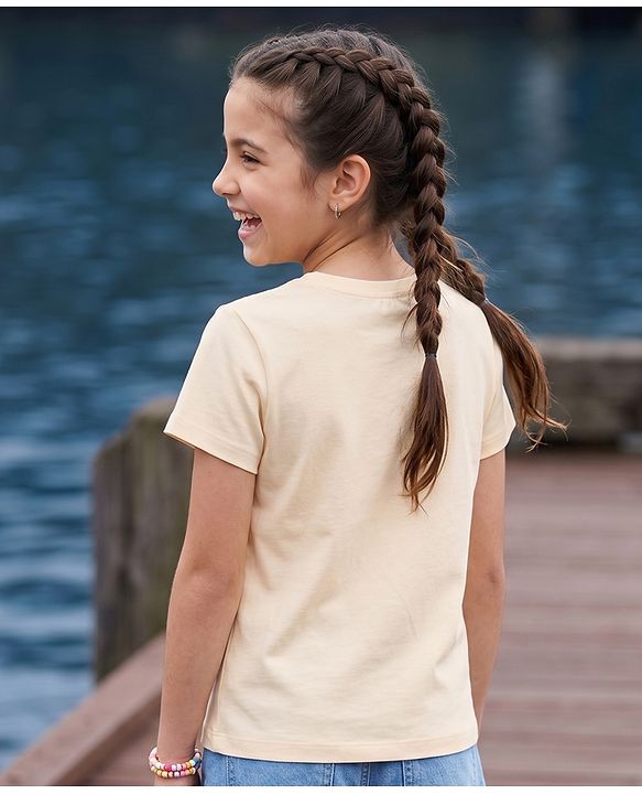 Pine Kids Cotton Knit T-Shirts Round Neck Short Sleeves Graphic Print Offwhite 4-5 Years