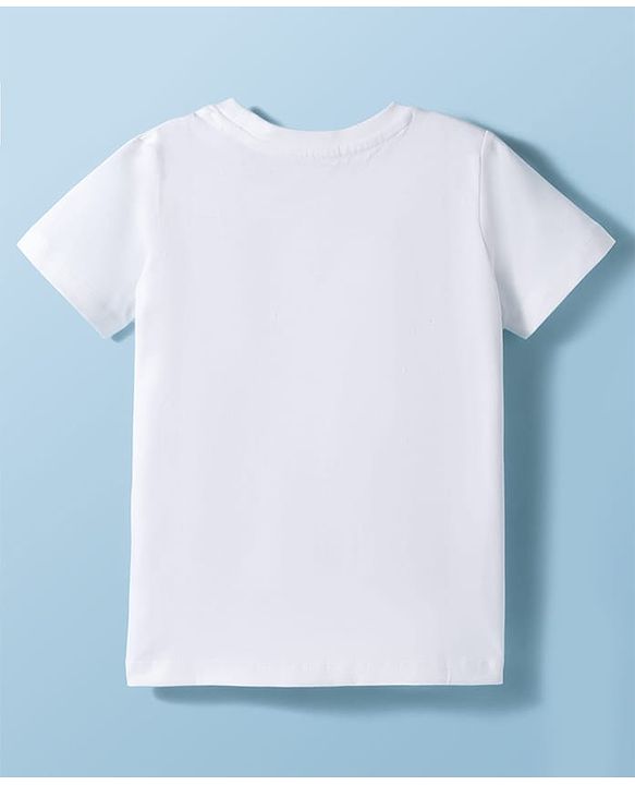 Pine Kids Cotton Knit Half Sleeves T-Shirt With Floral & Bow Print - White