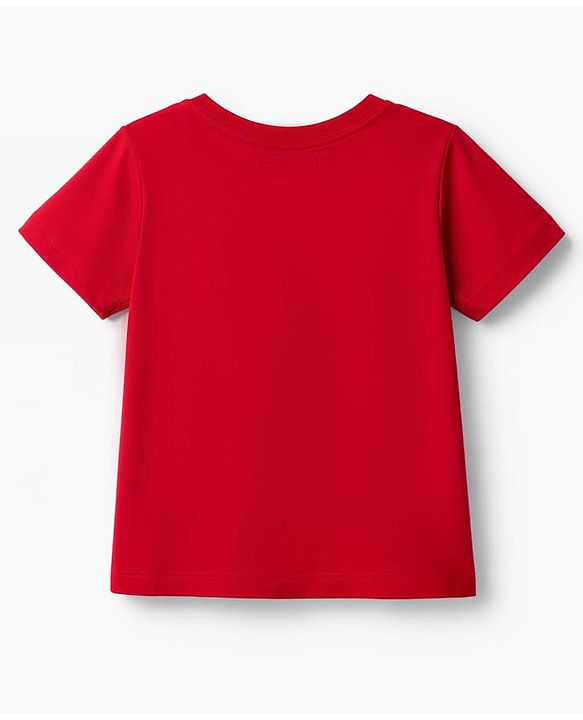 Pine Kids Cotton Knit T-Shirts Half Sleeves Round Neck Hearts Print Red 4-5 Years