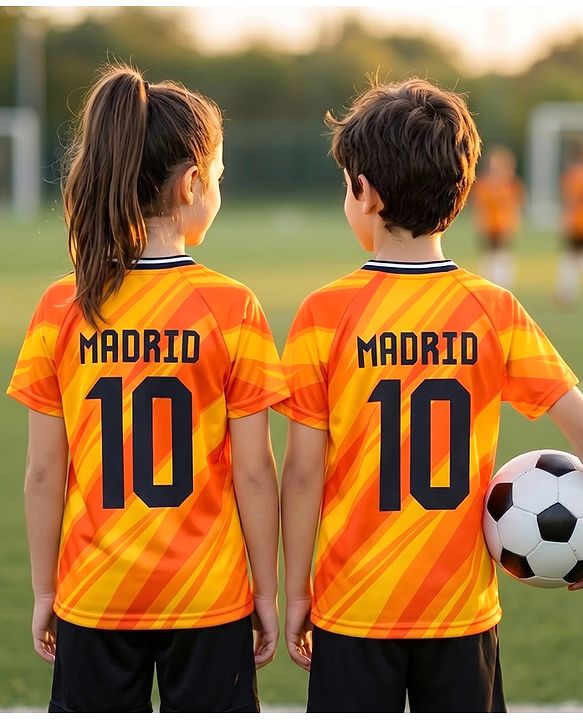 Pine Active Knit Raglan Sleeves T-Shirt With Front & Back Madrid Print - Orange