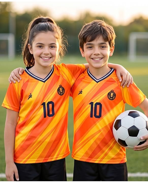 Pine Active Knit Raglan Sleeves T-Shirt With Front & Back Madrid Print - Orange