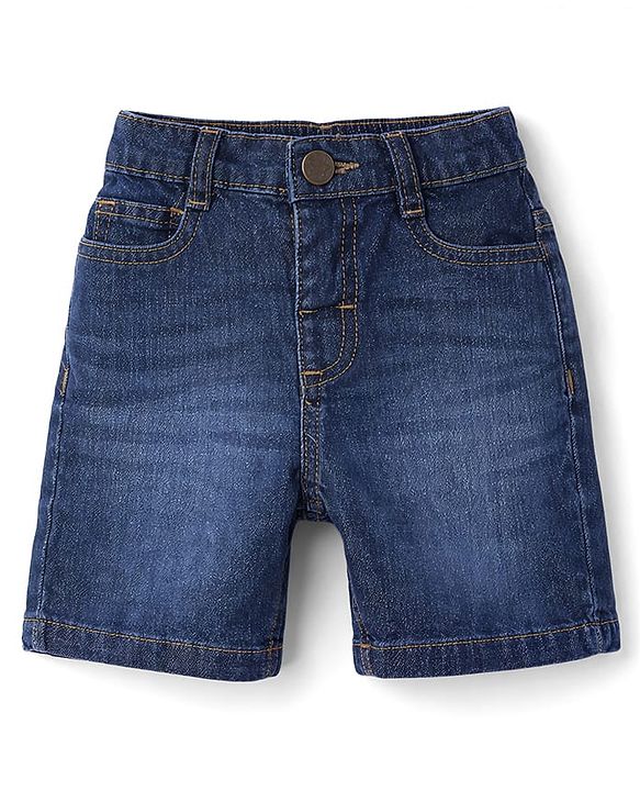 Babyhug Cotton Woven Half Sleeves Checks Shirt & Denim Shorts Set - Green & Blue