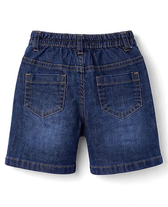 Babyhug Cotton Woven Half Sleeves Checks Shirt & Denim Shorts Set - Green & Blue