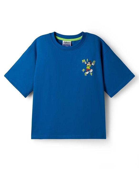 Pine Kids Disney Single Jersey Knit Half Sleeve T-Shirt with Front & Back Mickey Mouse Graphics -  Blue