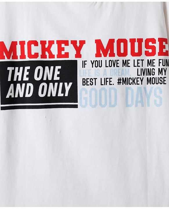 Pine Kids Disney Single Jersey Knit Half Sleeves T-Shirt With Front & Back Mickey Mouse Graphics - White