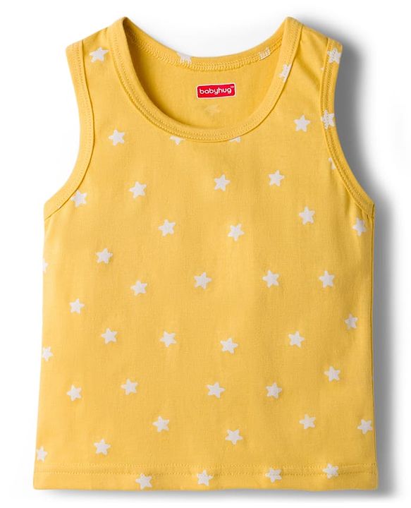 Babyhug 100% Cotton Knit Sleeveless Sando Vests With Taxi & Star Print Pack of 3 - Multicolor