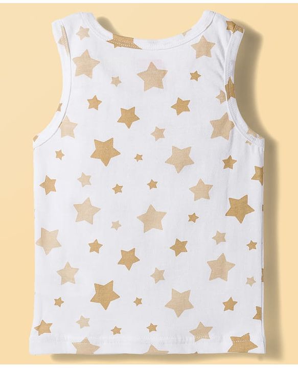 Babyhug 100% Cotton Knit Sleeveless Striped & Star Printed Sando Vests Pack of 3 - Multicolor