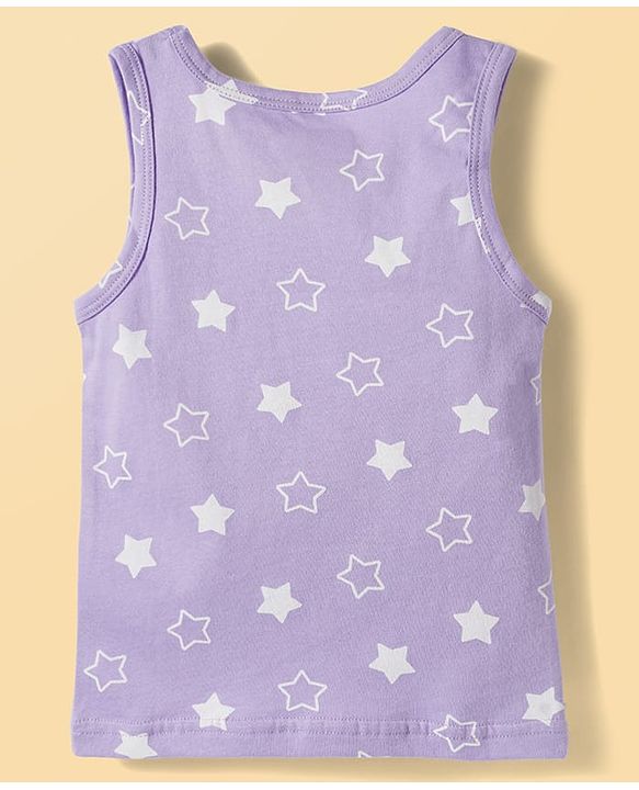 Babyhug 100% Cotton Knit Sleeveless Striped & Star Printed Sando Vests Pack of 3 - Multicolor