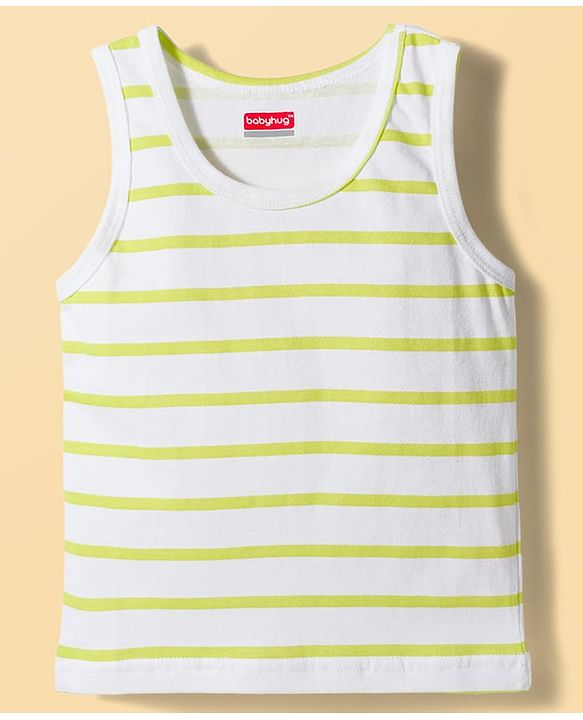 Babyhug 100% Cotton Knit Sleeveless Striped & Star Printed Sando Vests Pack of 3 - Multicolor