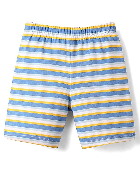 Babyhug Cotton Knit Half Sleeves T-Shirt & Shorts Night Suit with Dino Print - Blue