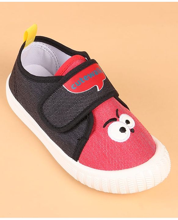 Cute Walk by Babyhug Velcro Closure Casual Shoes with Embroidery Detailing & Text Print - Yellow