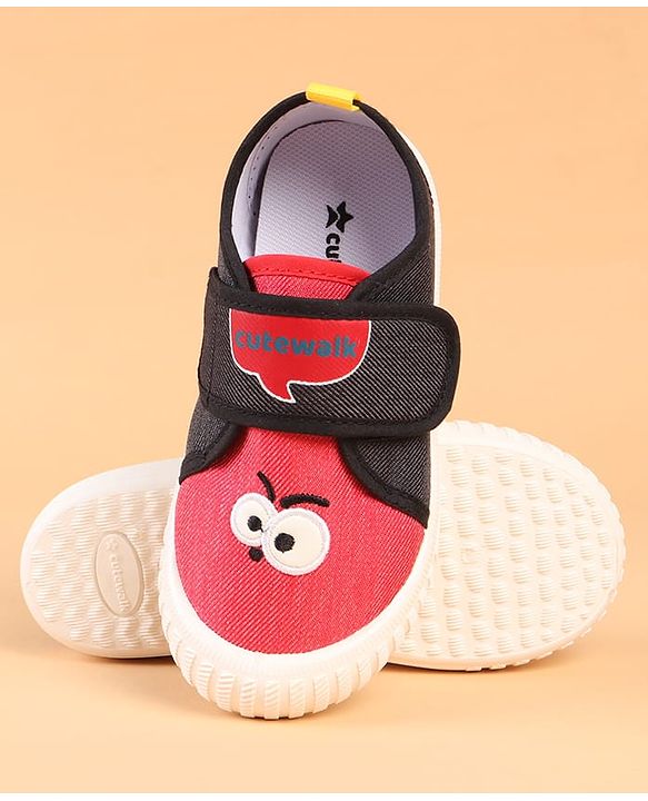 Cute Walk by Babyhug Velcro Closure Casual Shoes with Embroidery Detailing & Text Print - Yellow