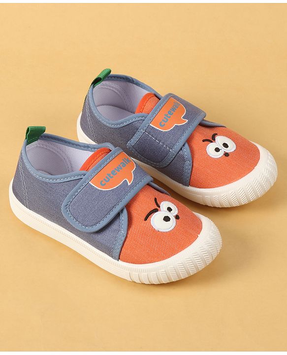 Cute Walk by Babyhug Velcro Closure Casual Shoes with Embroidery Detailing & Text Print - Yellow