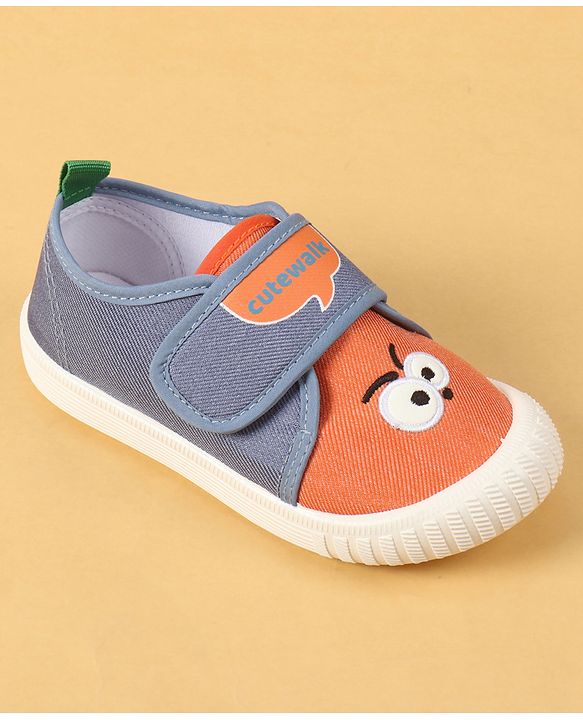 Cute Walk by Babyhug Velcro Closure Casual Shoes with Embroidery Detailing & Text Print - Yellow