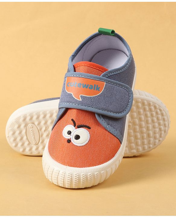 Cute Walk by Babyhug Velcro Closure Casual Shoes with Embroidery Detailing & Text Print - Yellow