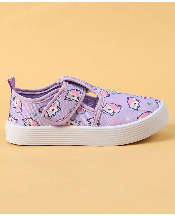 Cute Walk by Babyhug Velcro Closure Casual Shoes with Unicorn Print - Purple